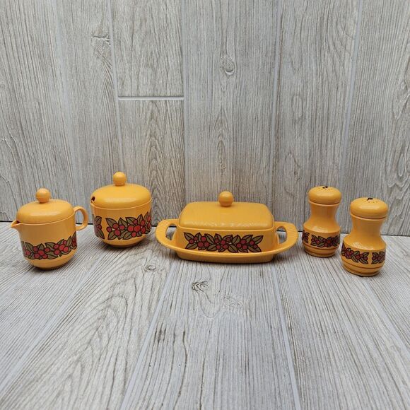 Vintage 70's Emsa‎ Lot MCM Retro Mod Cream Sugar Butter Salt Pepper W. Germany - Picture 1 of 15